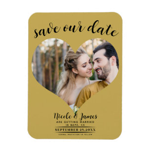 Imán Foto Boda Corazón de Oro Save the Date
