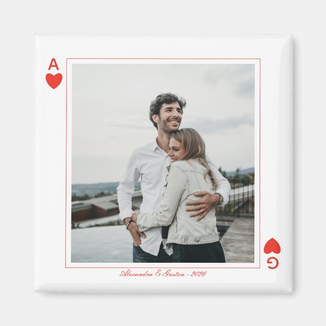 Imán Foto cartas de juego corazón amor as simple (Frente)