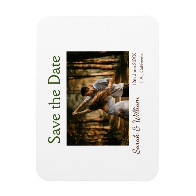 Imán Foto clásica blanco elegante tipografía boda mod (Vertical)