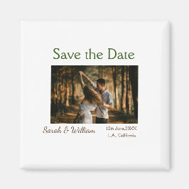 Imán Foto clásica blanco elegante tipografía boda mod