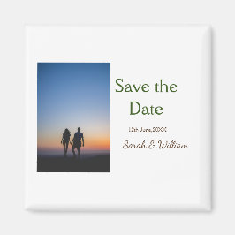 Imán Foto clásica blanco elegante tipografía boda mod