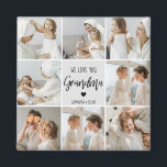 Imán Foto Collage Gray Te Ama Mejor Regalo<br><div class="desc">"Collage Photo Gray We Love You Grandma Best Gift" es probablemente una descripción de un marco fotográfico o de una pantalla que muestra un collage de fotos en tonos grises con las palabras "We Love You Grandma" (Te queremos, abuela) desplegadas de manera destacada. Esto sería un regalo reflexivo y sentimental...</div>