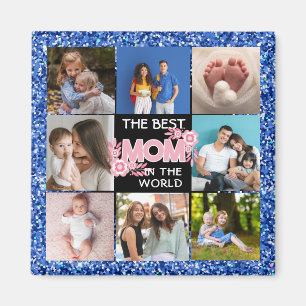 Imán Foto Collage Pink Mejor Mamá En Word Regalo Único