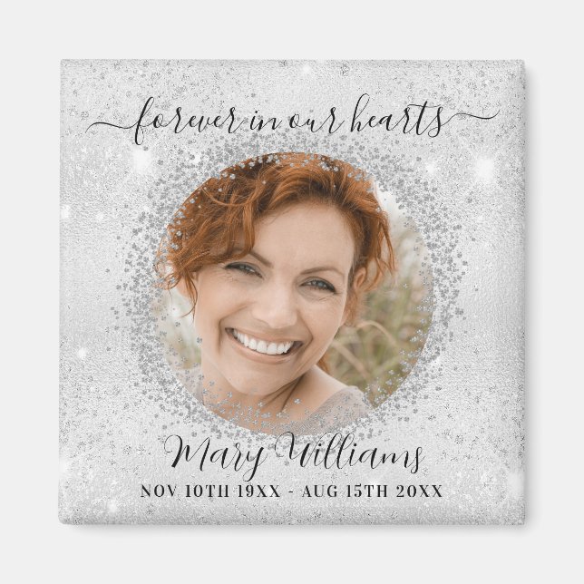 Imán Foto conmemorativa de destellos de plata para siem (Frente)