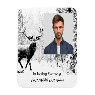 Imán Foto conmemorativa Oración Stag Deer Forest Winter