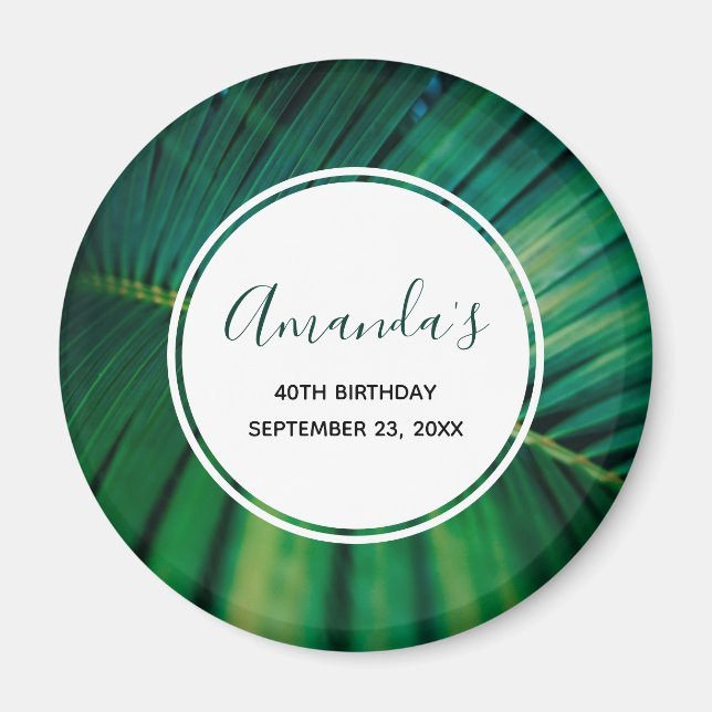 Imán Foto cumpleaños de la naturaleza de la hoja verde  (Frente)