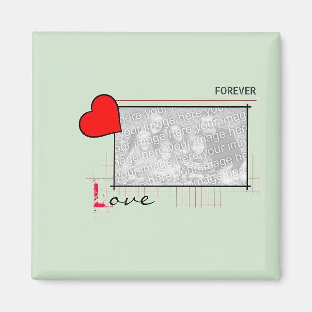 Imán Foto de amor de corazón rojo para siempre (Frente)