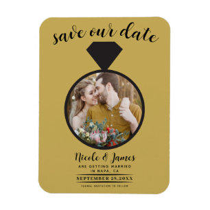 Imán Foto de Anillo de Boda de Oro Save the Date