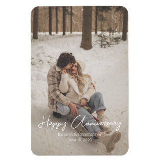 Imán Foto de aniversario personalizada con texto modern
