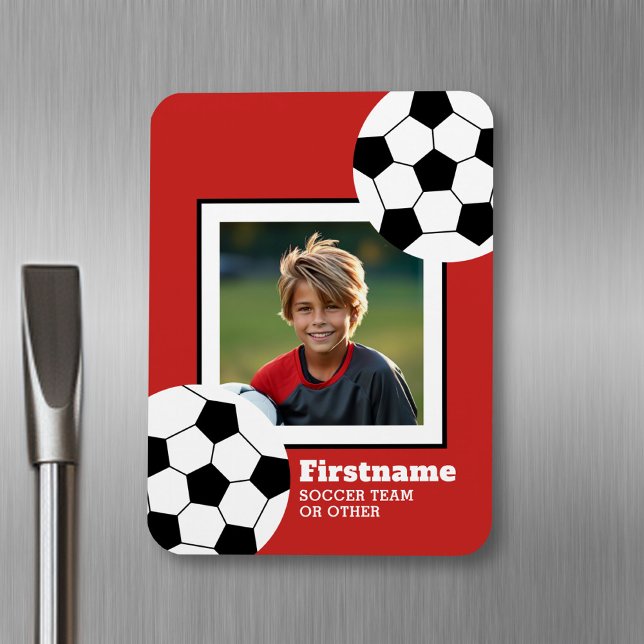 Imán Foto De Balón De Fútbol Añadir Su Nombre - Puede E (Personalized fridge magnet - sports photo)