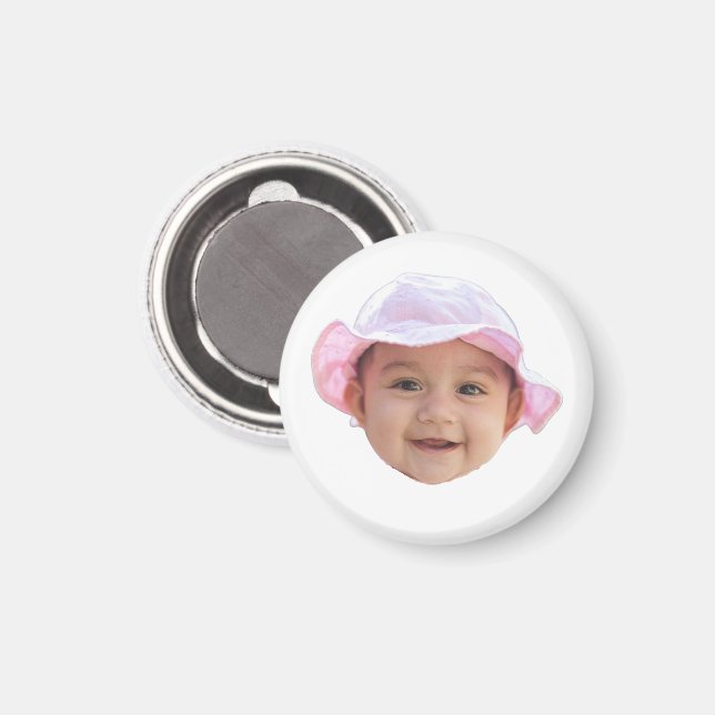 Imán Foto de bebé personalizada, cara de foto de bebé (Anverso/Reverso)