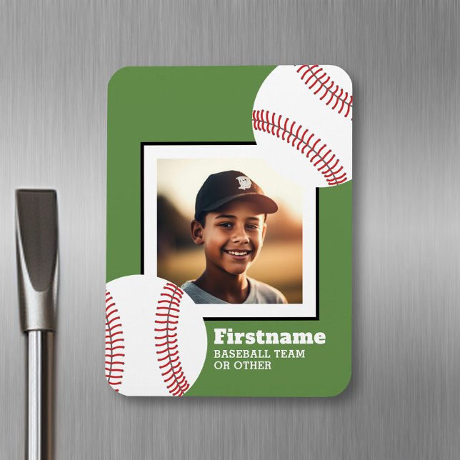 Imán Foto De Béisbol Añadir Su Nombre - Puede Editar Co (Personalized fridge magnet - sports photo)