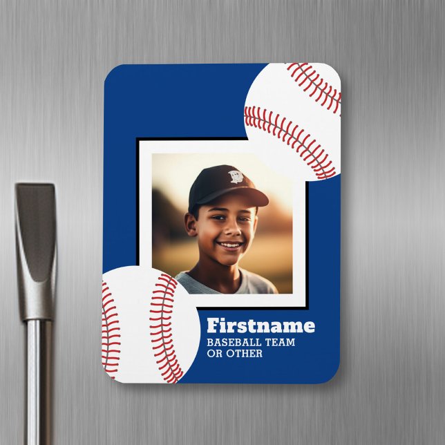 Imán Foto de béisbol Añadir tu nombre - Puede editar az (Personalized fridge magnet - sports photo)