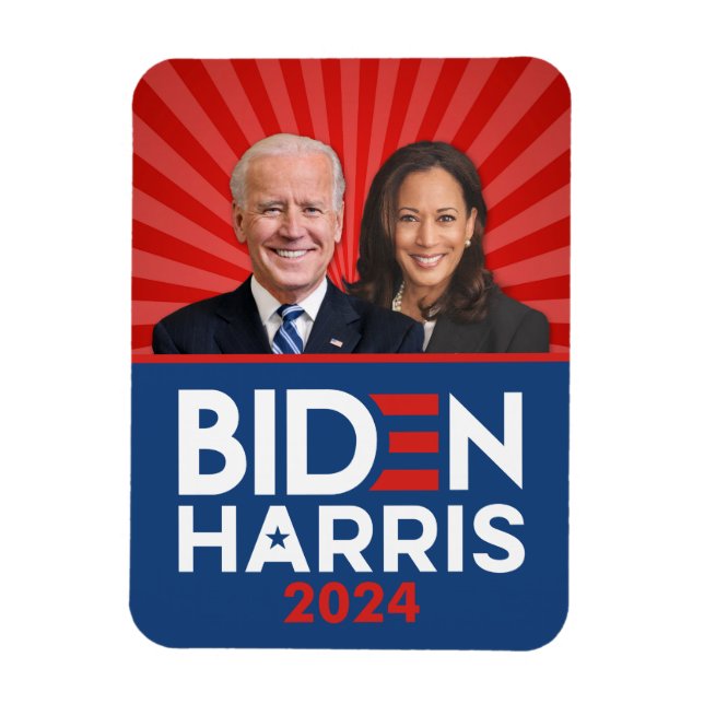 Imán Foto de Biden Harris - 2024 estrellas - Azul blanc (Vertical)