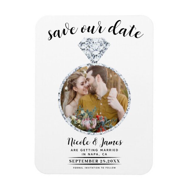 Imán Foto de Bling con anillo de diamante blanco salva  (Vertical)