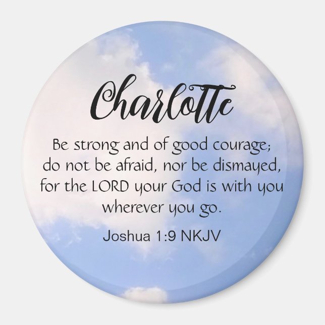 Imán Foto de Blue Sky Be Not Afraid Bible Verse Name (Frente)