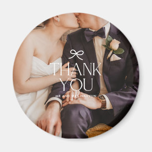 Imán Foto de Boda con Lazo Coquette de Agradecimiento