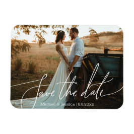 Imán Foto de Boda con Letra Moderna para Save the Date