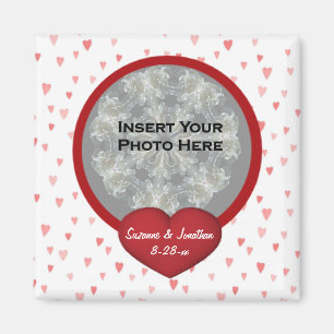 Imán Foto de boda Corazones Rojos