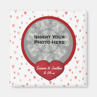 Imán Foto de boda Corazones Rojos