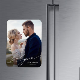 Imán Foto de Boda de caligrafía de Moda moderna