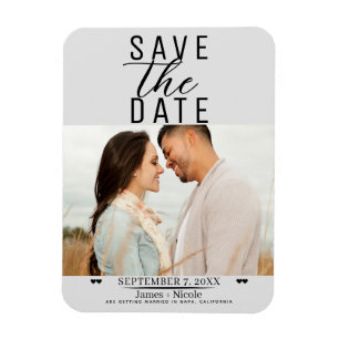 Imán Foto de Boda de Compromiso de Ahorro Gris Claro Mo