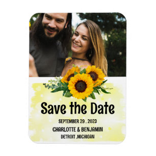 Imán Foto de boda de girasol rústico para guardar la fe