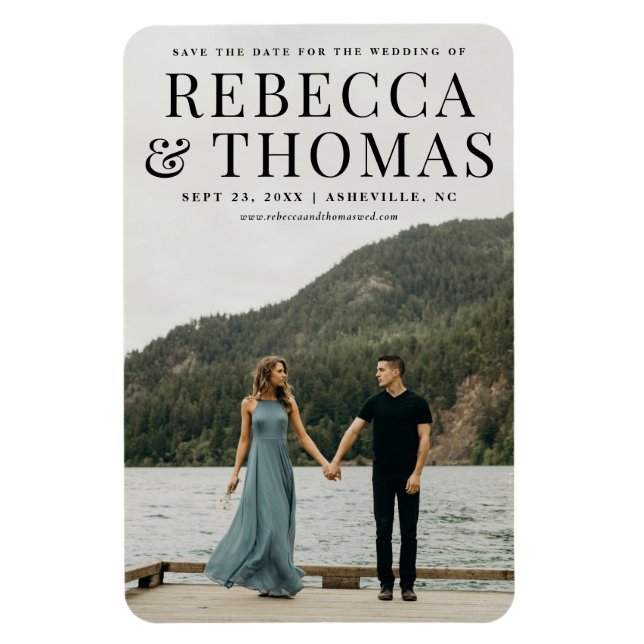 Imán Foto de boda moderna para guardar la fecha (Vertical)