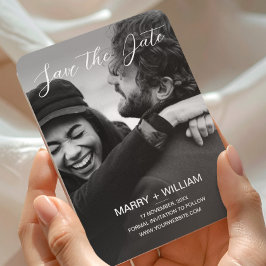 Imán Foto de Boda Save The Date Negro Minimalista
