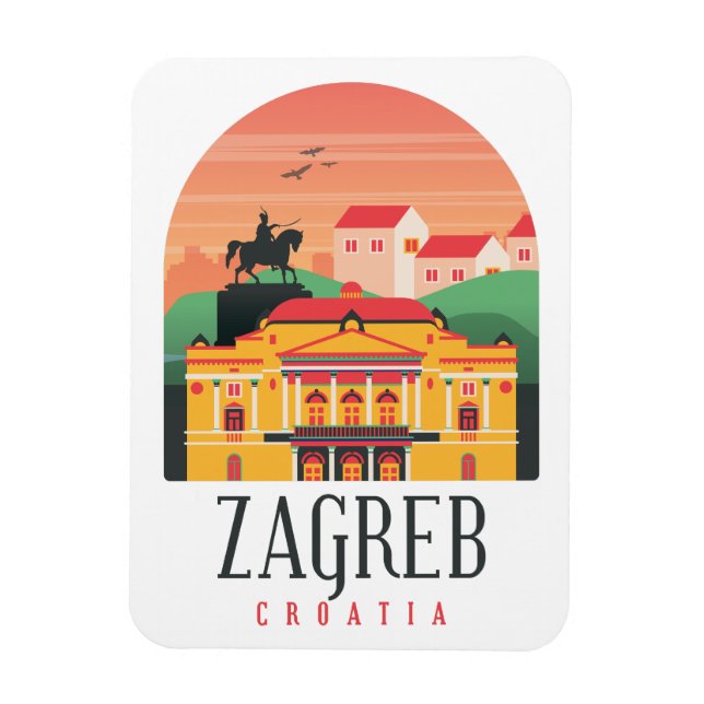 Imán Foto de cosecha de cosecha de zagreb croata (Vertical)