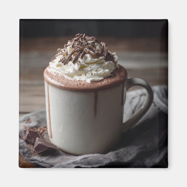 Imán Foto de Crema Batida de Chocolate Caliente Acogedo (Frente)