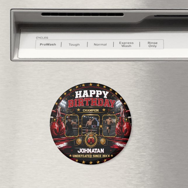 Imán Foto de cumpleaños de boxeo personalizada, partido (In situ (lavavajillas))
