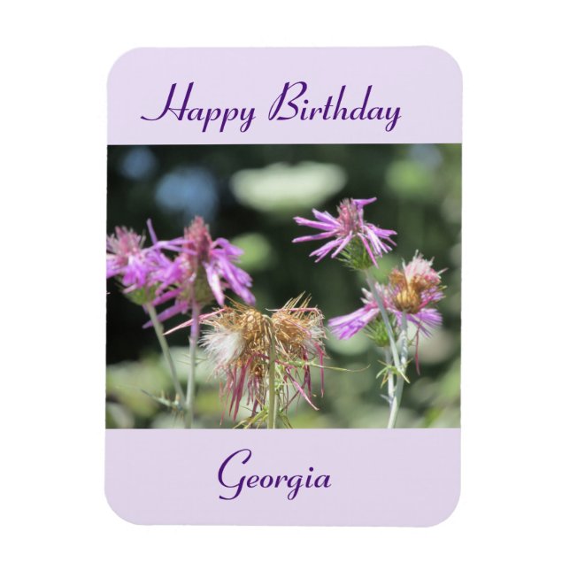 Imán Foto de cumpleaños de Corfu Lilac Wildflowers (Vertical)