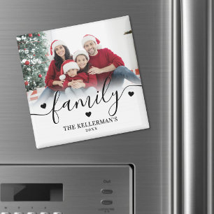 Imán Foto de familia con letra elegante personalizada