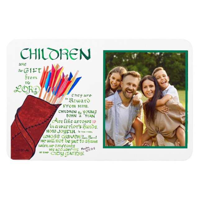 Imán Foto de familia de padres cristianos para niños (Horizontal)