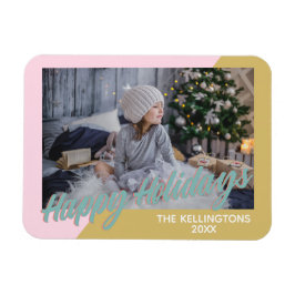 Imán Foto de feriados felices geométricos modernos y de