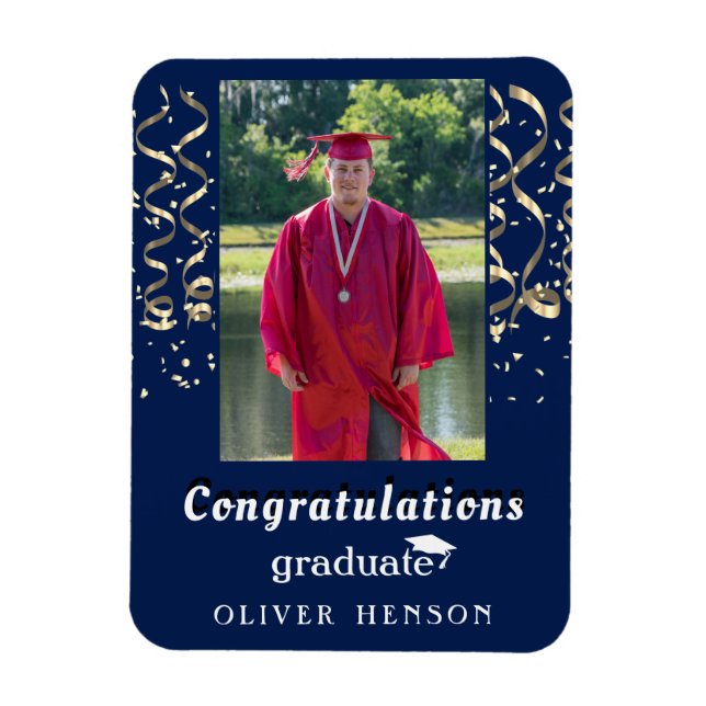Imán Foto de graduación de felicitaciones de Confetti  (Vertical)
