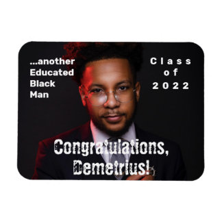 Imán Foto de graduación de hombre negro educado 2022