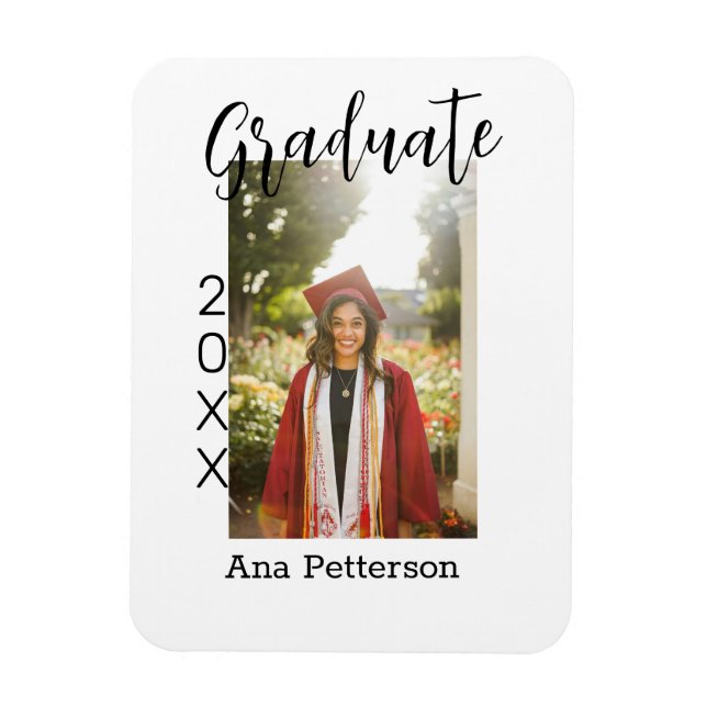 Imán Foto de graduado moderno clásico añadir nombre de  (Vertical)