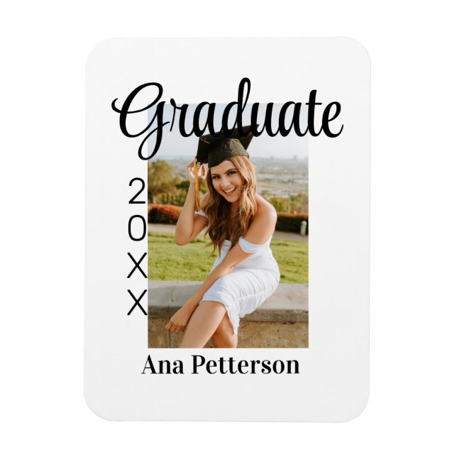 Imán Foto de graduado moderno clásico añadir nombre de  (Vertical)