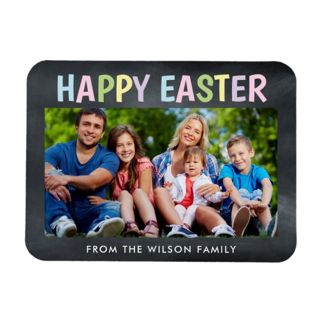 Imán Foto de Happy Easter Chalkboard (Horizontal)