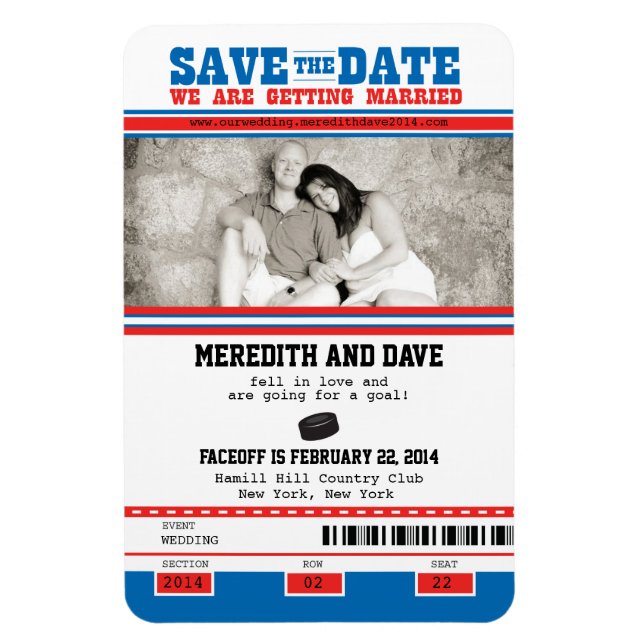 Imán Foto de hockey Save the Date (Vertical)
