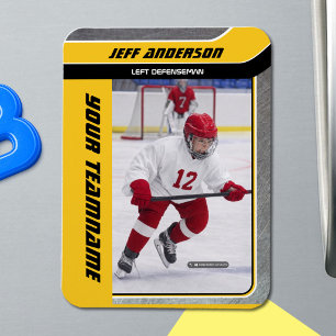 Imán Foto de Hockey sobre Hielo de Metal Amarillo