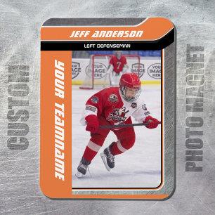 Imán Foto de Hockey sobre Hielo de Metal Naranja