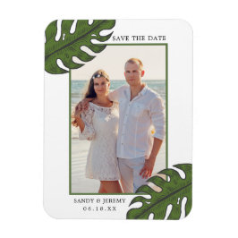 Imán Foto de hojas de palma tropicales para boda Save t