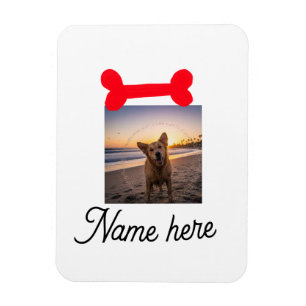 Imán Foto de hueso de perro rojo regalos simples nombre
