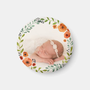 Imán Foto de Instagram personalizado   Floral acuarela