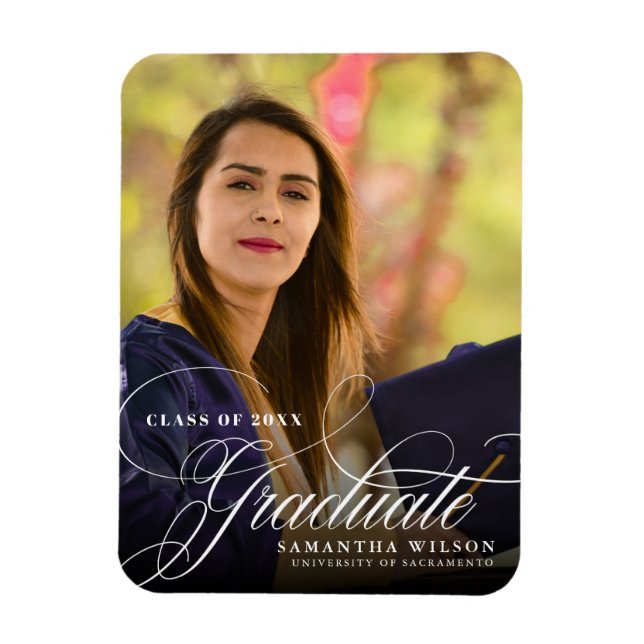 Imán Foto de Invitación de graduación de caligrafía (Vertical)