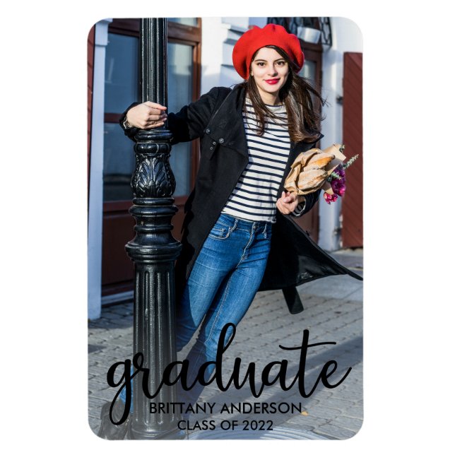 Imán Foto de Invitación de graduación de guión moderno (Vertical)