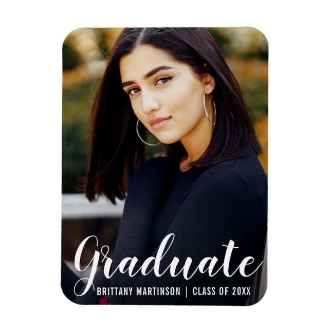 Imán Foto de Invitación de graduación de guión moderno (Vertical)